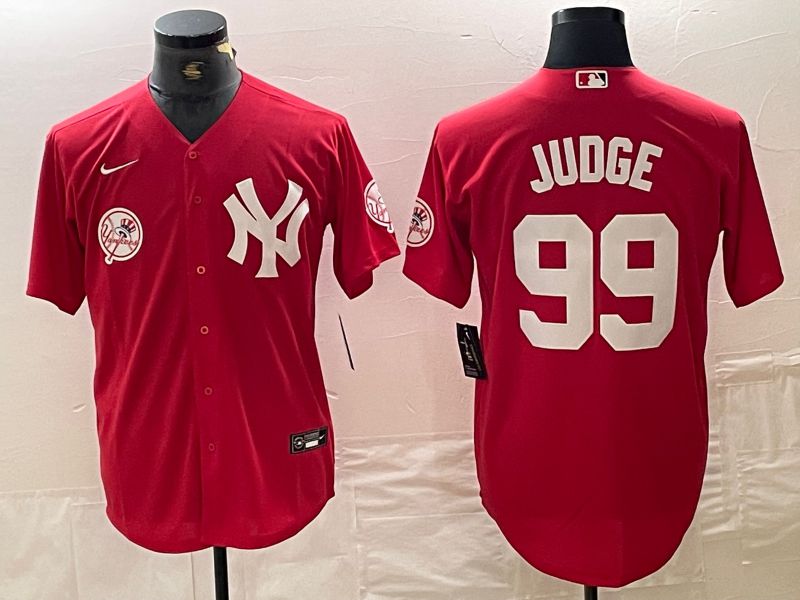Men New York Yankees #99 Judge Red joint name Nike 2024 MLB Jersey style 3